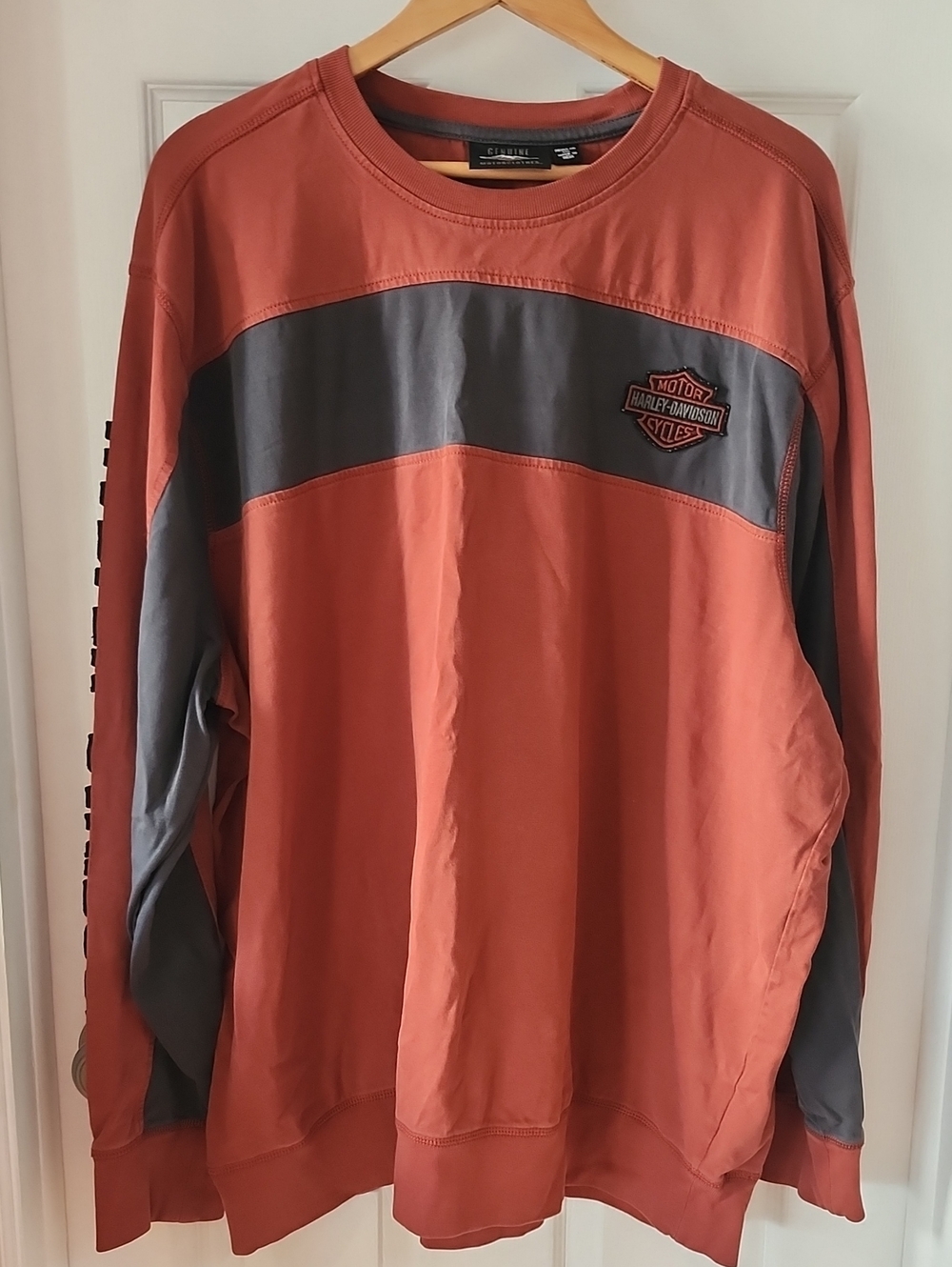 Harley-Davidson Rust and Gray Long Sleeve Crew Sweatshirt
